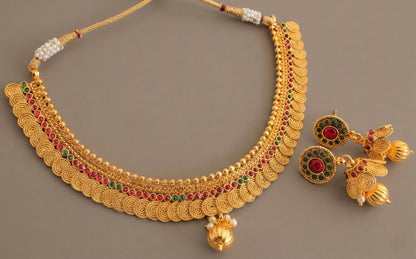 Antique gold tone Kemp-green Necklace Set-dj07617
