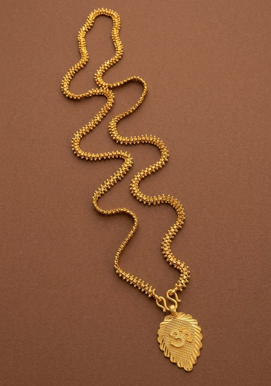 Gold tone 24 inches chain with om pendant dj-54379