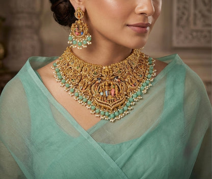 Matte finish meenakari srinivasa kalyanam choker set dj-54094
