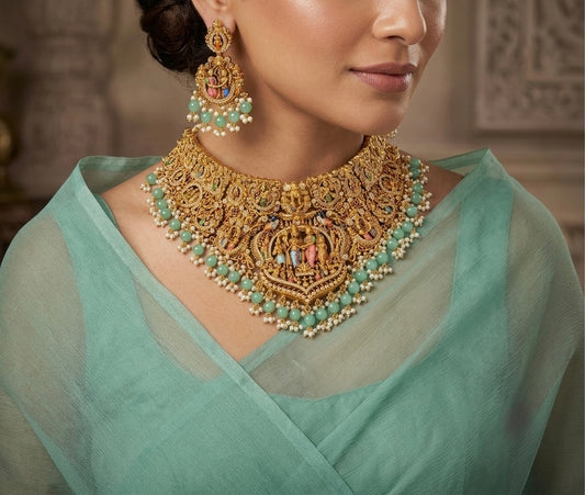 Matte finish meenakari srinivasa kalyanam choker set dj-54094