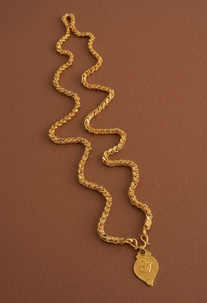 Gold tone 24 inches chain with om pendant dj-54378