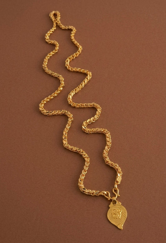 Gold tone 24 inches chain with om pendant dj-54378