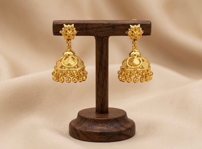 Gold tone flower heart jhumkka dj-53153