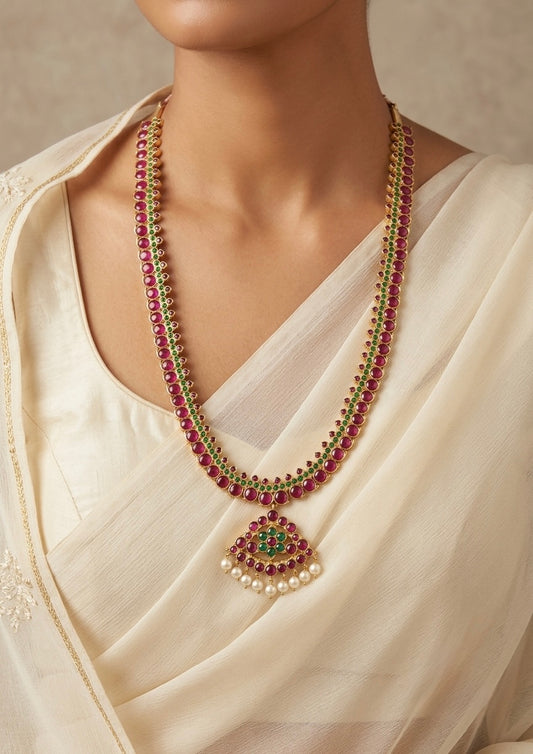Gold tone precious kemp-green pearl mango haar dj-54861