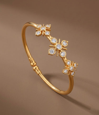 Gold tone AD flower adjustable kada/bangle Dj-53874