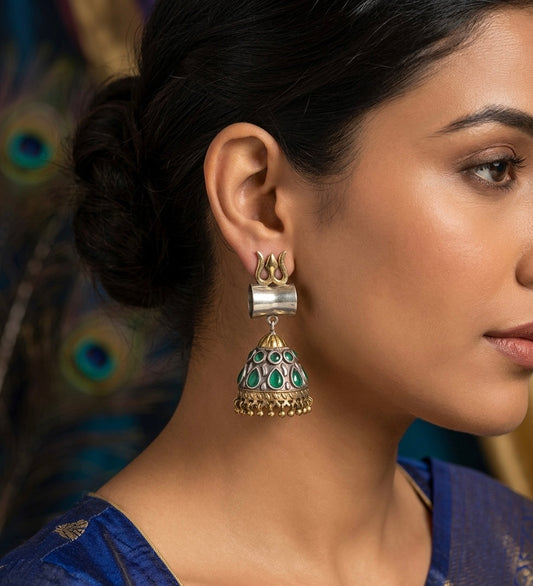 Two Tone Emerald Trishul Jhumkka DJ21129