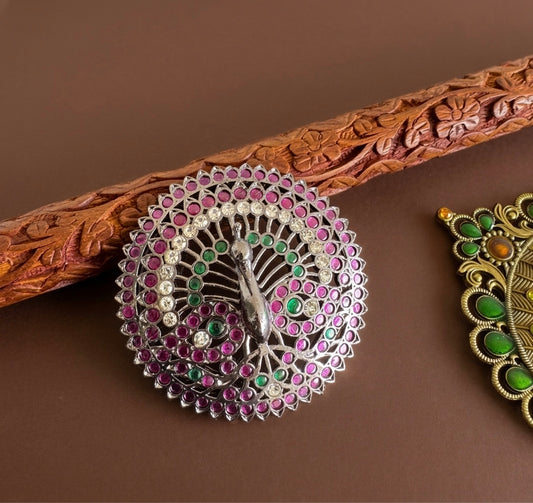 Black finish precious kemp-green peacock peacock round rakodi(hair jewel) dj-52011
