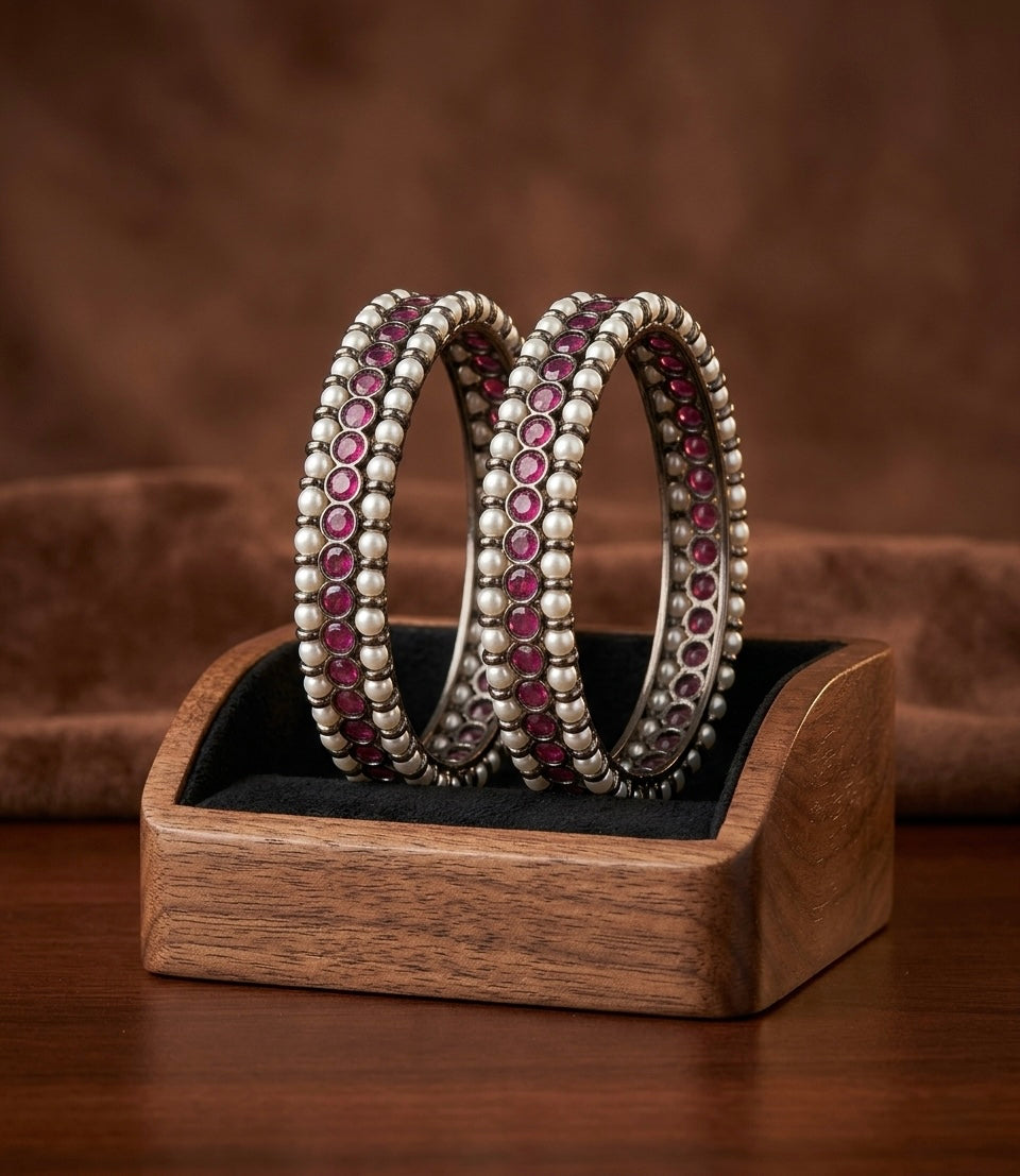 Black finish precious kemp pearl bangles(2.4) dj-53249
