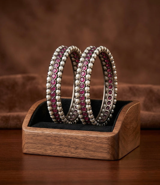 Black finish precious kemp pearl bangles(2.4) dj-53249