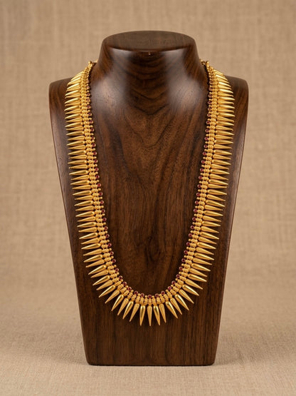 Gold tone pink stone kerala style mulla mottu haar dj-53172