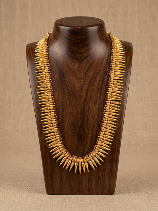 Gold tone pink stone kerala style mulla mottu haar dj-53172