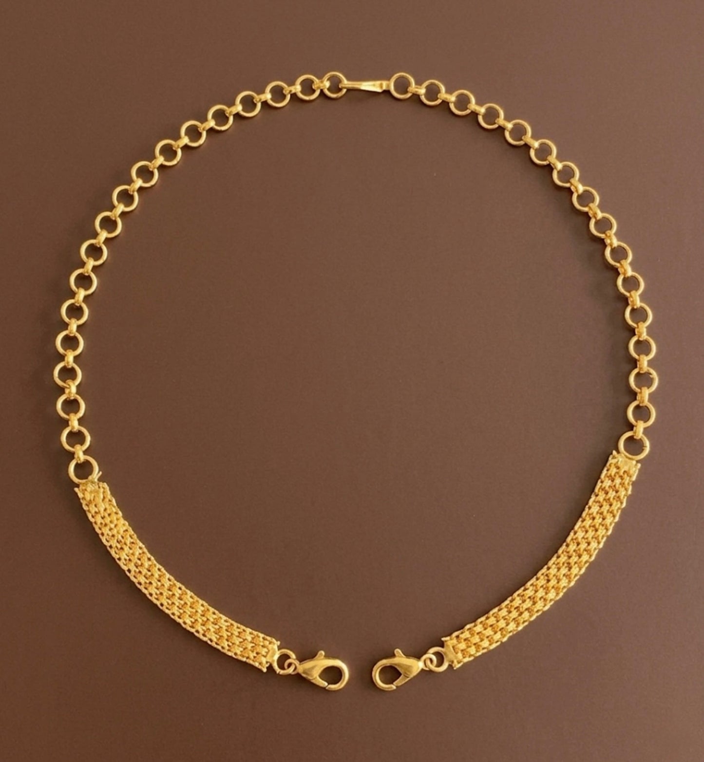 Matte gold tone necklace back chain dj-53141