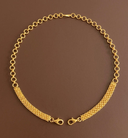 Matte gold tone necklace back chain dj-53141