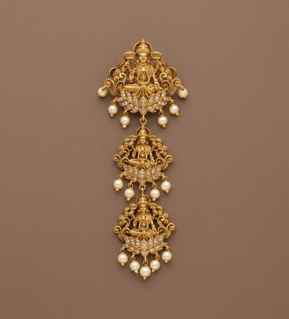 Antique gold tone cz pearl Lakshmi hair jewel dj-52027