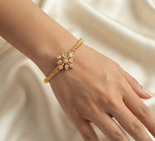 Gold tone AD white stone kada/bangle(2.10) Dj-54881