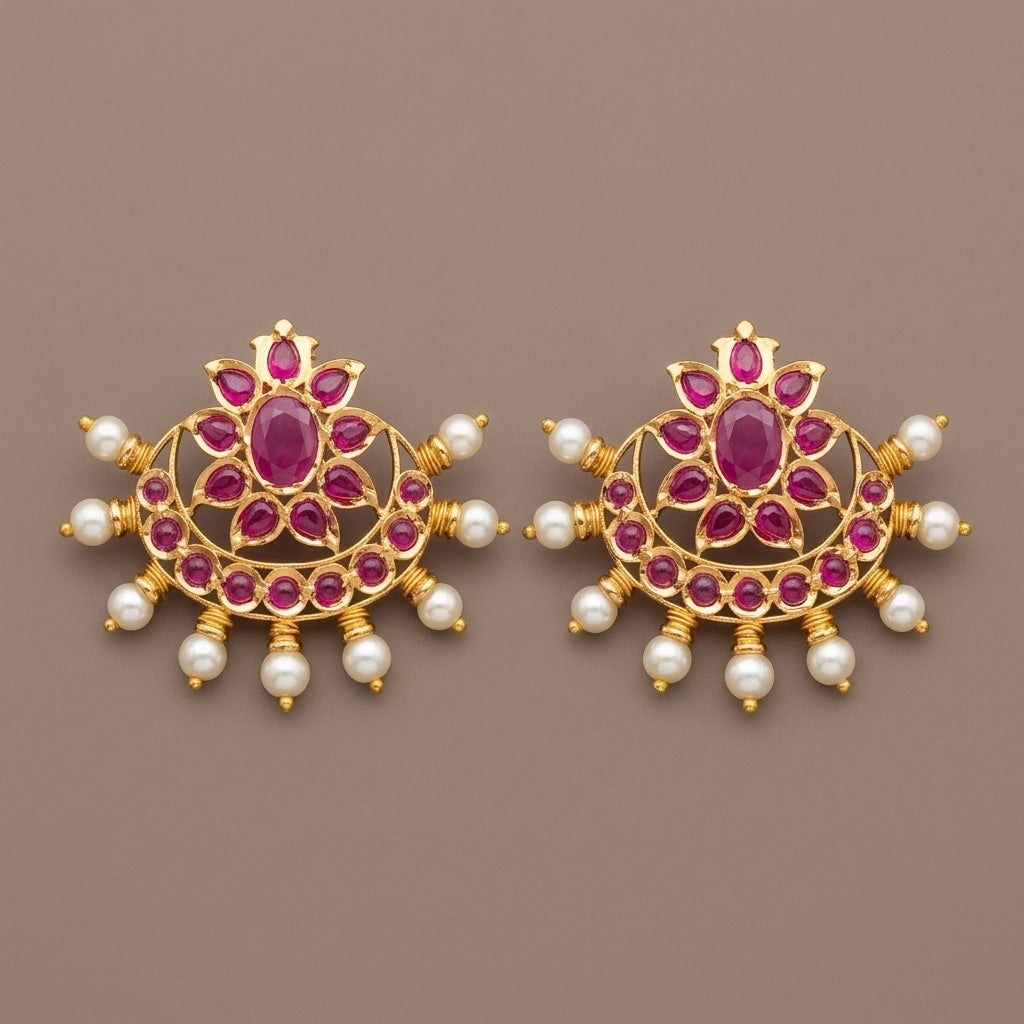 Gold tone Kemp pearl earrings DJ21079