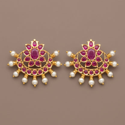 Gold tone Kemp pearl earrings DJ21079