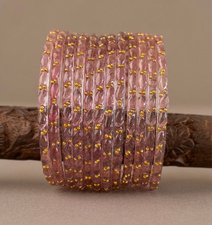 Set of 12 pale pink glass bangles(2.8) dj-52836