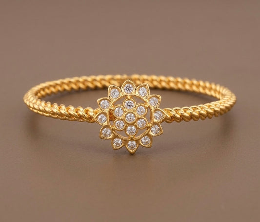 Gold tone AD white stone flower kada/bangle(2.10) Dj-53882