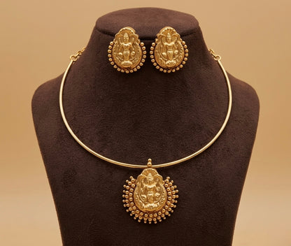 Matte finish lakshmi hasli necklace set dj-52980