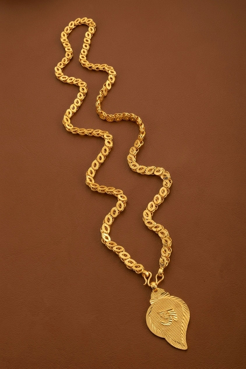 Gold tone 24 inches chain with om pendant dj-54388