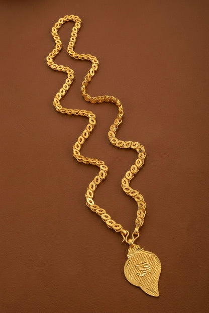 Gold tone 24 inches chain with om pendant dj-54388