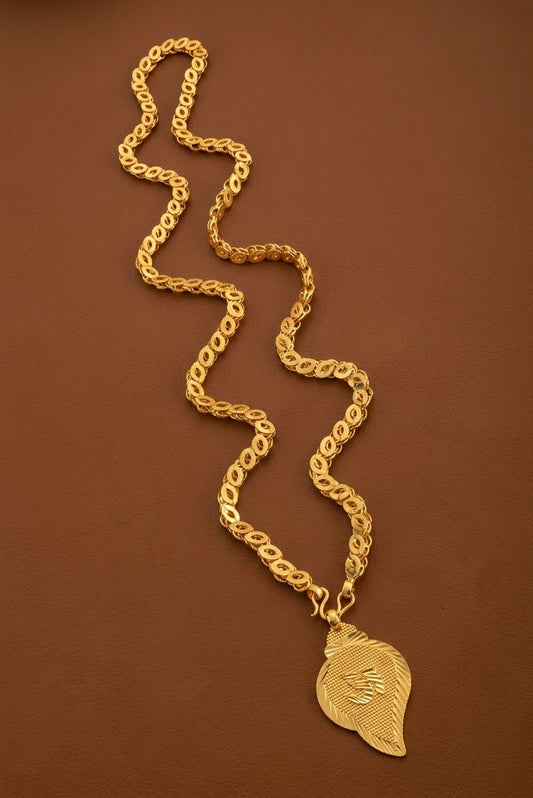 Gold tone 24 inches chain with om pendant dj-54388