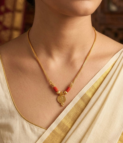 Gold tone coral lakshmi necklace dj-53083