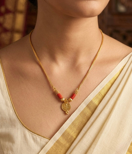 Gold tone coral lakshmi necklace dj-53083