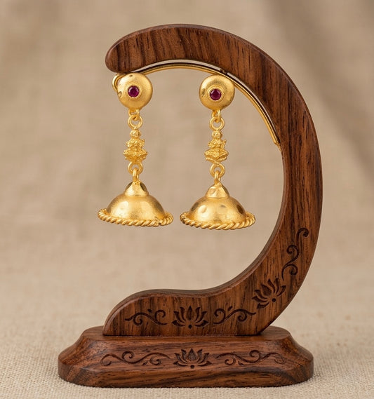 Matte finish ruby stone lakshmi jhumkka dj-53156