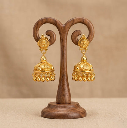 Gold tone lakshmi coin jhumkka dj-53155