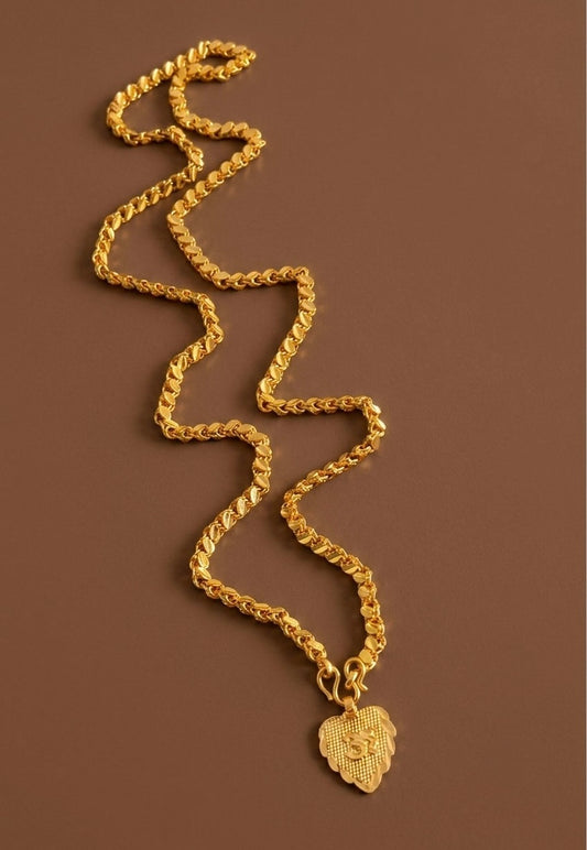 Gold tone 24 inches chain with om pendant dj-54382