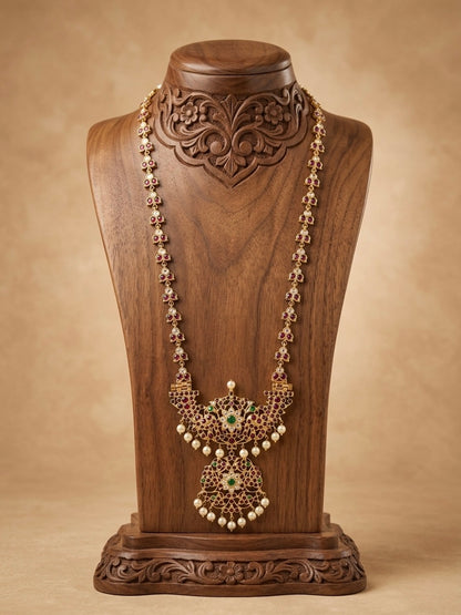 Gold tone precious kemp-green-white pearl flower haar Dj-52906