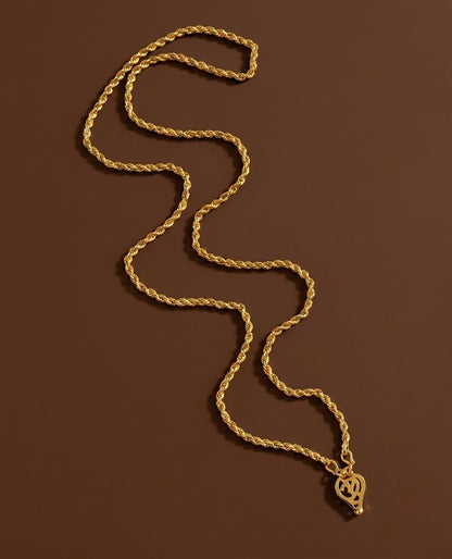 Gold tone 24 inches chain with om elakka pendant dj-54387