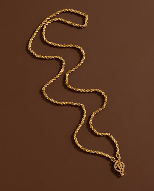 Gold tone 24 inches chain with om elakka pendant dj-54387
