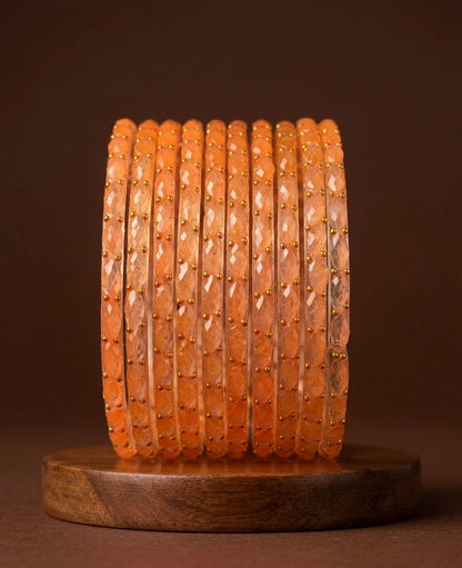 Set of 10 orange glass bangles(2.6) dj-52873