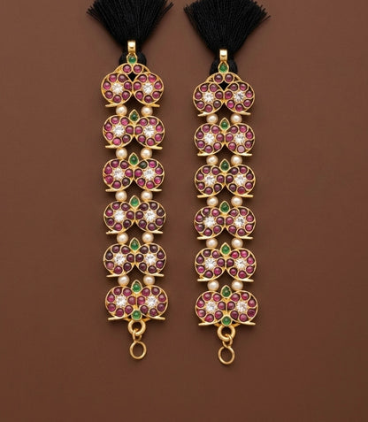 Gold tone precious kemp-green mango ear side chain dj-18468