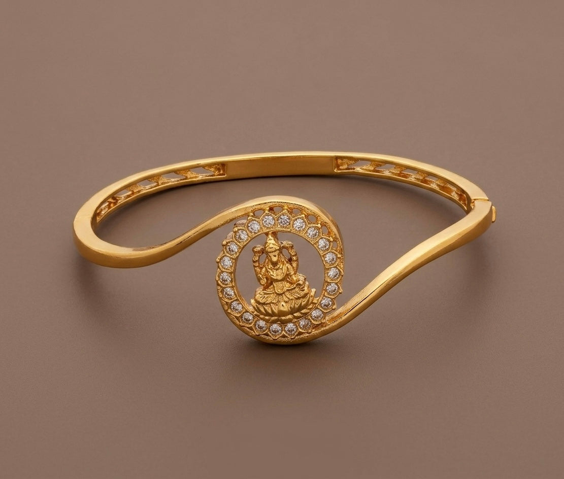 Antique gold tone lakshmi lock type openable kada/bracelet dj-53891