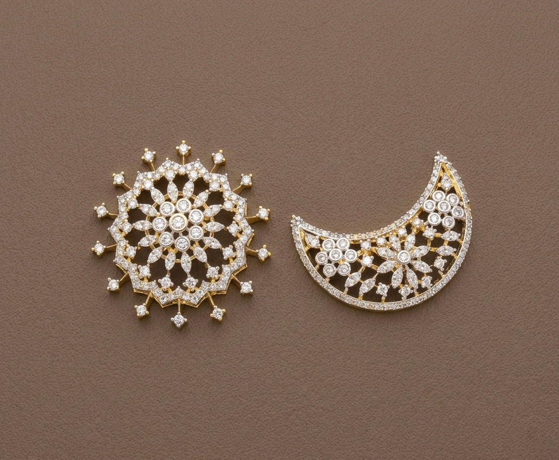 Two tone AD  flower sun moon hair jewel dj-53647