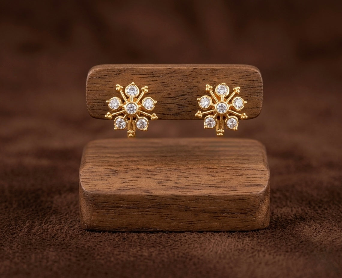 Gold tone white flower stud/earrings dj-53920