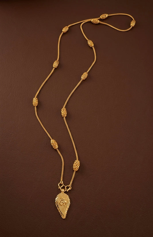 Gold tone 24 inches chain with om pendant dj-54386