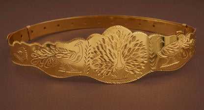 Gold tone peacock design adjustable waist belt dj-53467