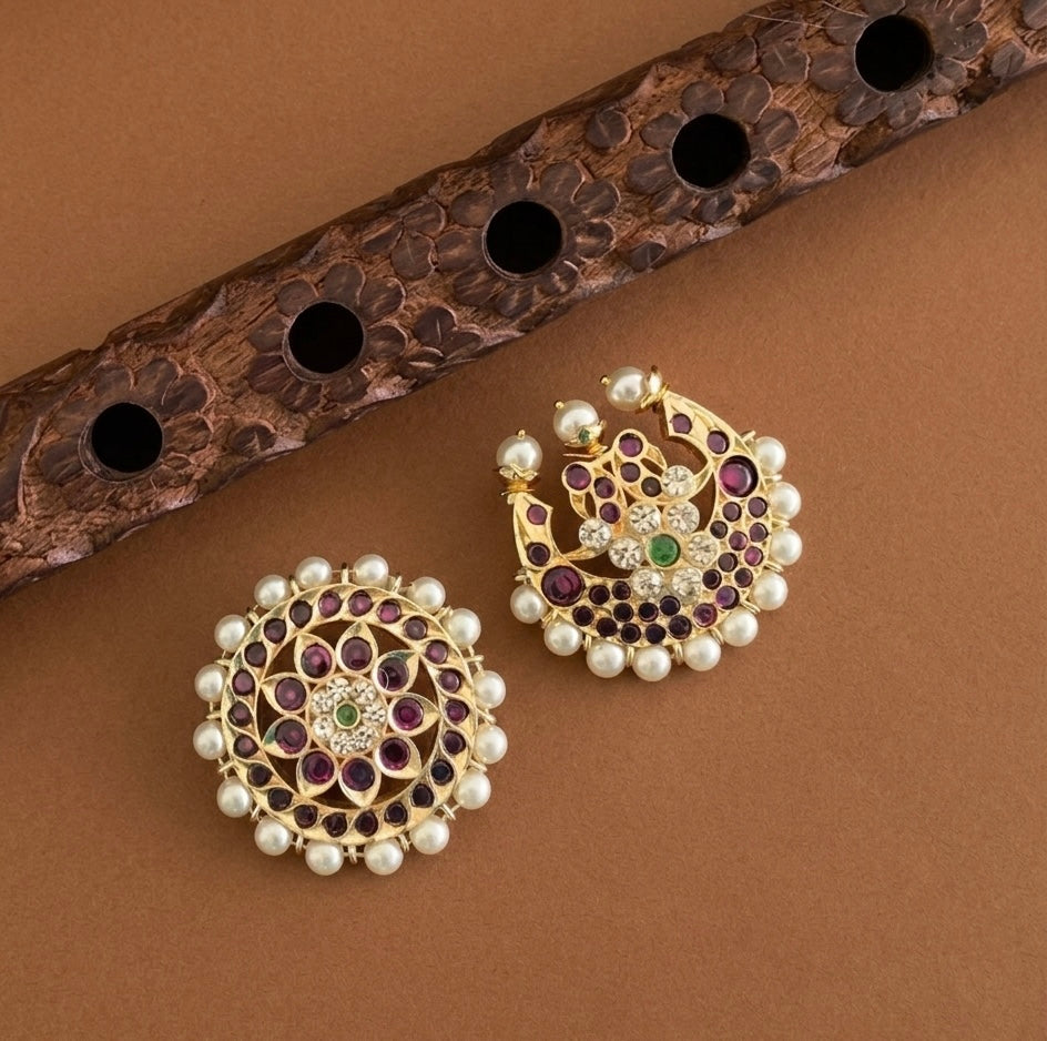 Gold tone precious kemp-green sun moon hair jewel dj-45728