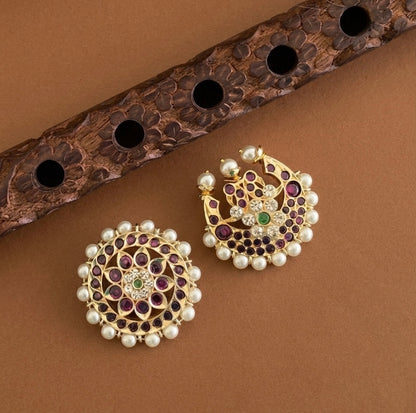Gold tone precious kemp-green sun moon hair jewel dj-45728