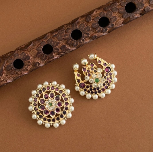 Gold tone precious kemp-green sun moon hair jewel dj-45728