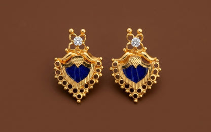 Gold tone blue-white stone palakka kerala style stud/earrings dj-53121
