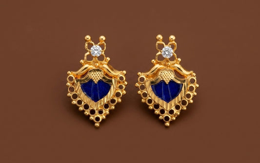 Gold tone blue-white stone palakka kerala style stud/earrings dj-53121
