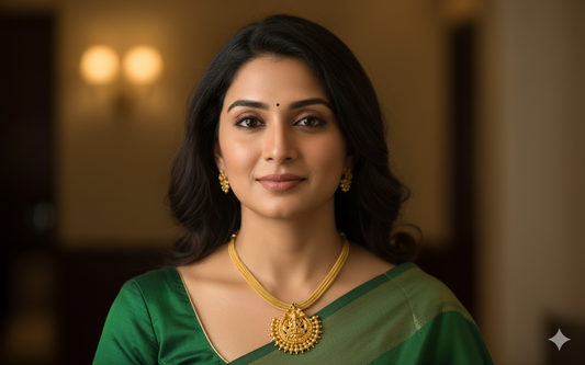 Matte finish kemp stone lakshmi choker/necklace set dj-44332