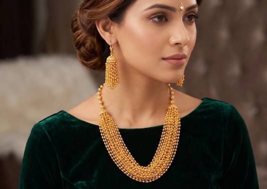 Gold tone multilayer necklace set dj-03424