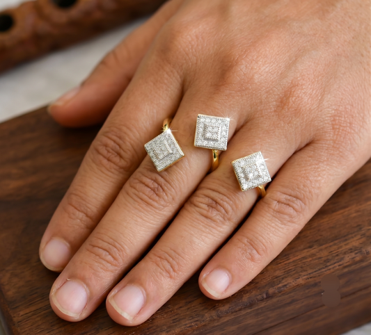 Two tone cz finger ring dj-03224